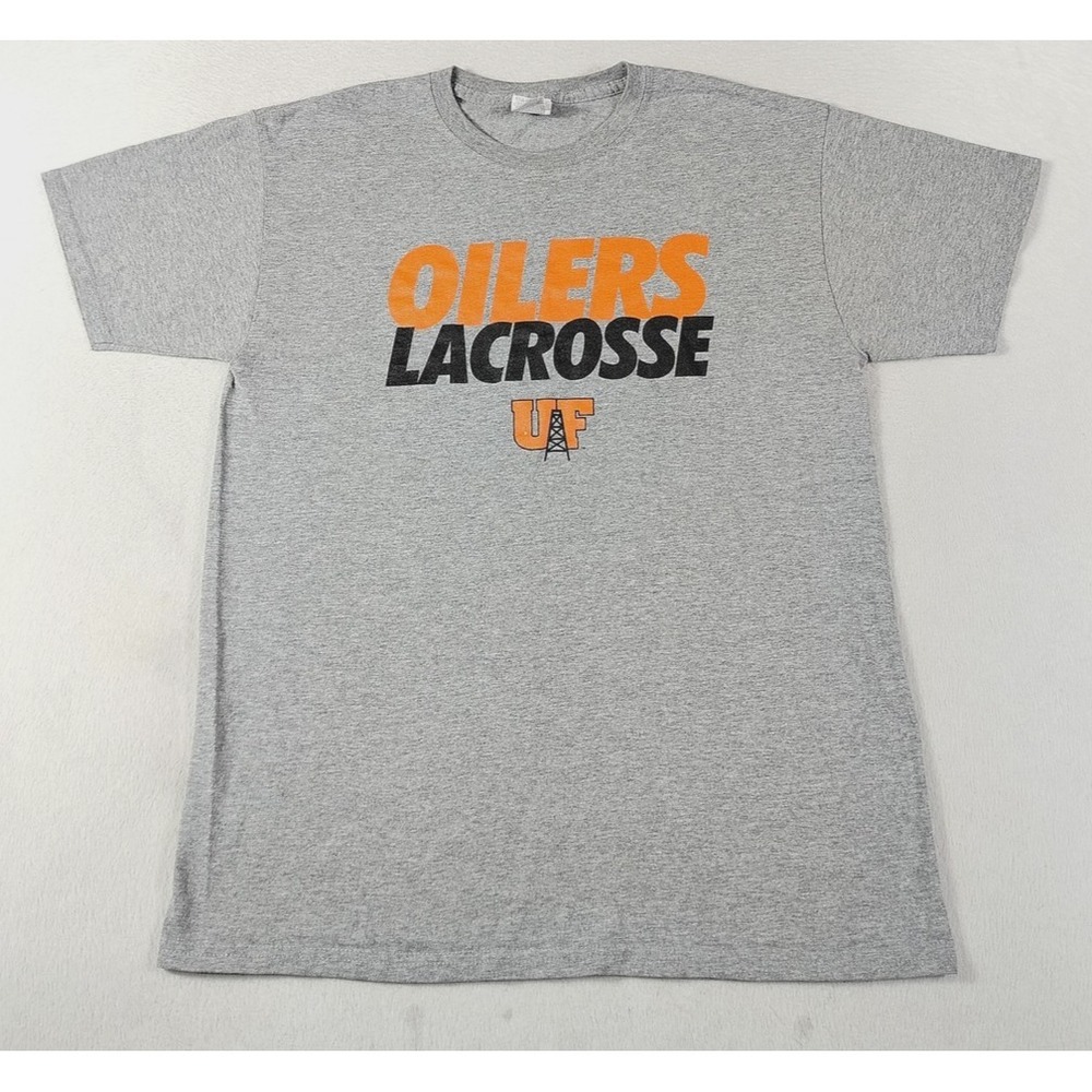 Vintage Jerzees Dri Power Findlay Oilers Shirt Mens Medium Gray NCAA Lacrosse